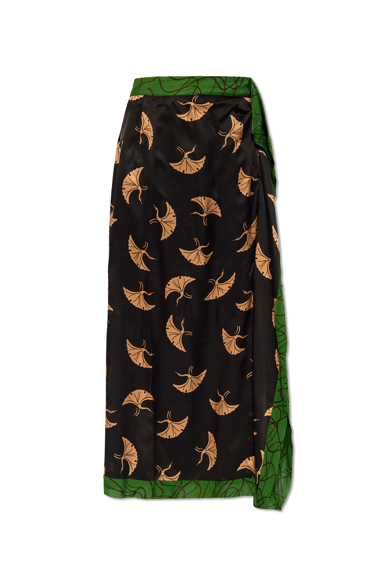 DRIES VAN NOTEN*個性を際立たせる逸品*黒と白 ゼブラ柄スカート Black Skirt with crane motif Dries Van Noten